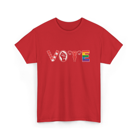 Vote Ovaries LGBTQ Activism T-Shirt - Red