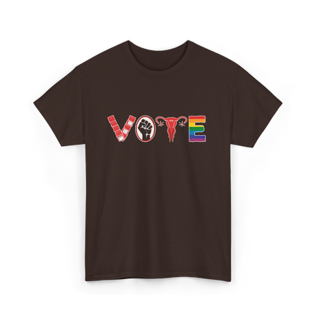 Vote Ovaries LGBTQ Activism T-Shirt - Dark Chocolate