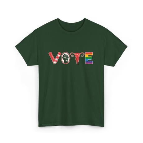 Vote Ovaries LGBTQ Activism T-Shirt - Forest Green