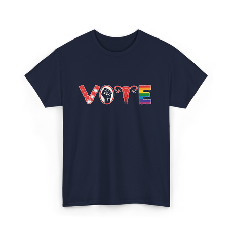 Vote Ovaries LGBTQ Activism T-Shirt - Navy