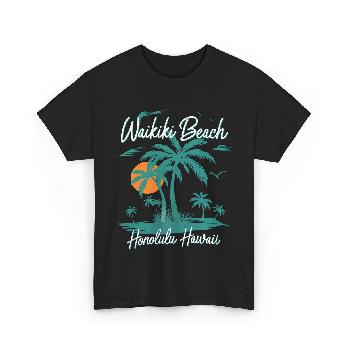 Waikiki Beach Honolulu Hawaii T-Shirt - Black