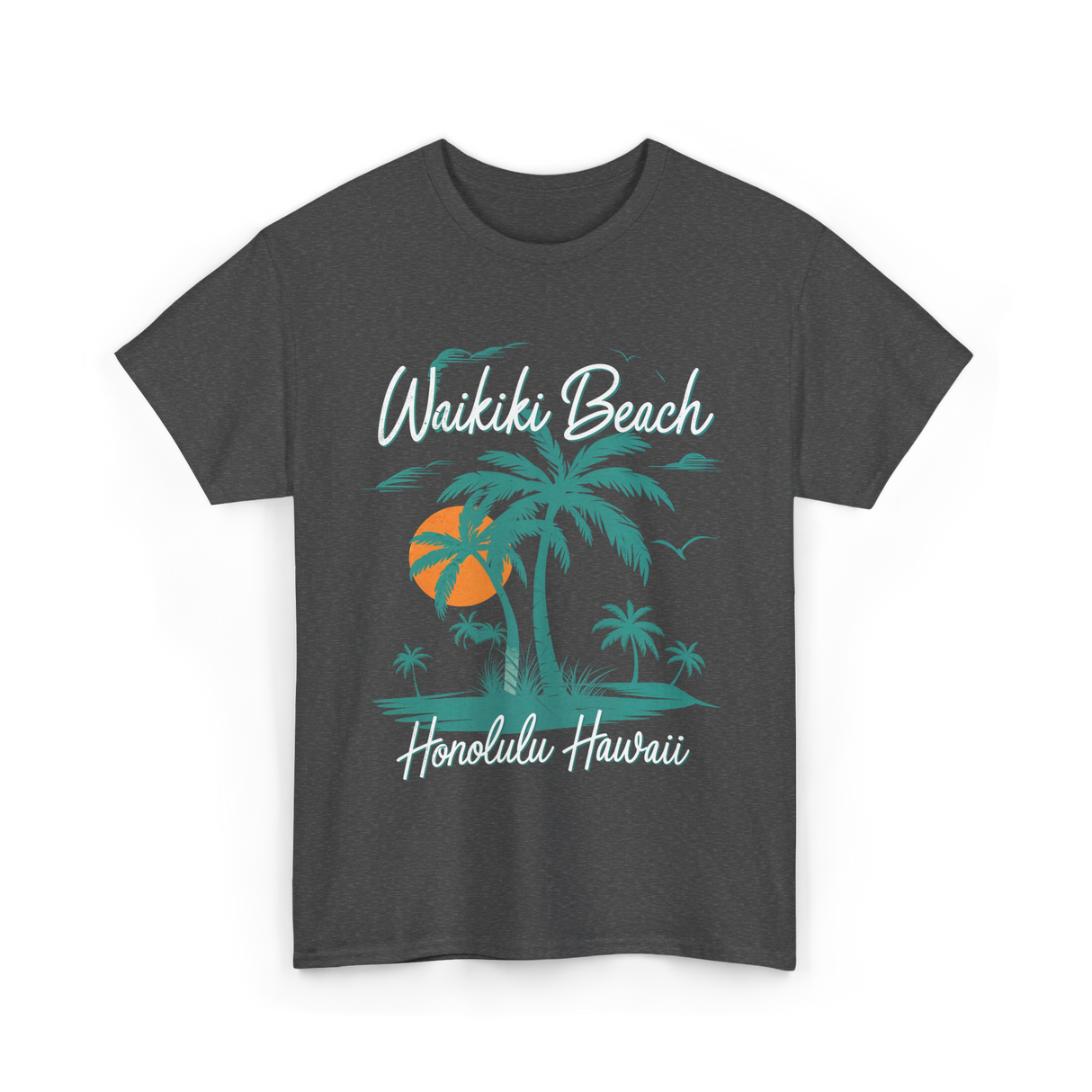 Waikiki Beach Honolulu Hawaii T-Shirt - Dark Heather