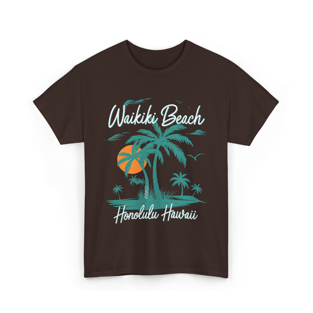 Waikiki Beach Honolulu Hawaii T-Shirt - Dark Chocolate