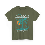 Waikiki Beach Honolulu Hawaii T-Shirt - Military Green