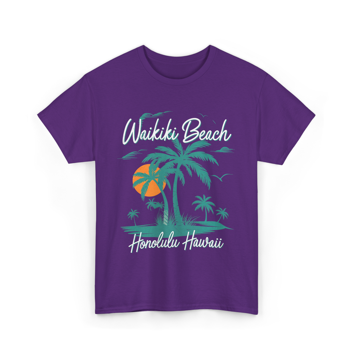 Waikiki Beach Honolulu Hawaii T-Shirt - Purple