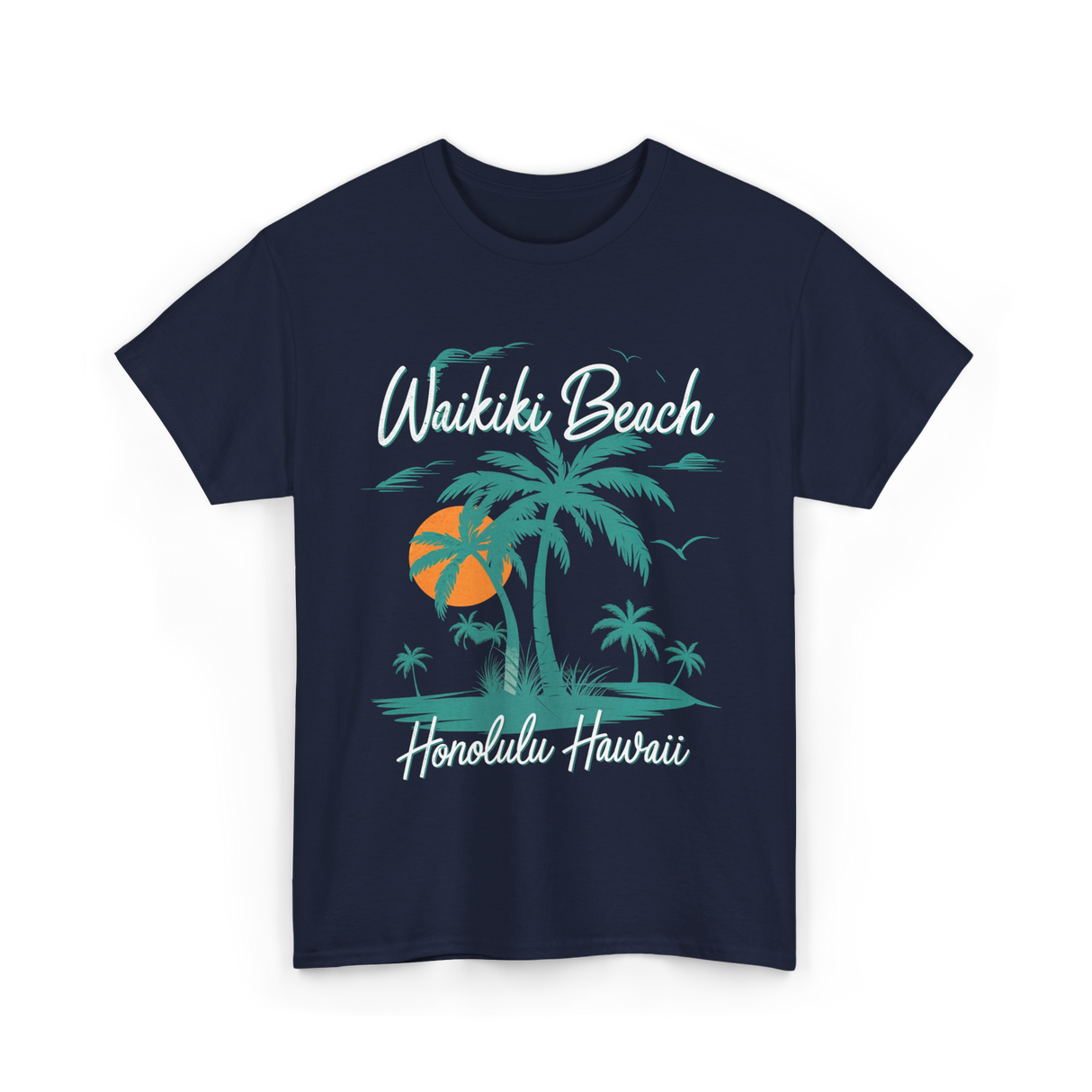 Waikiki Beach Honolulu Hawaii T-Shirt - Navy