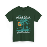 Waikiki Beach Honolulu Hawaii T-Shirt - Forest Green