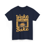 Wake Bake Turkey Feast Thanksgiving T-Shirt - Navy