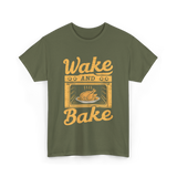 Wake Bake Turkey Feast Thanksgiving T-Shirt - Military Green