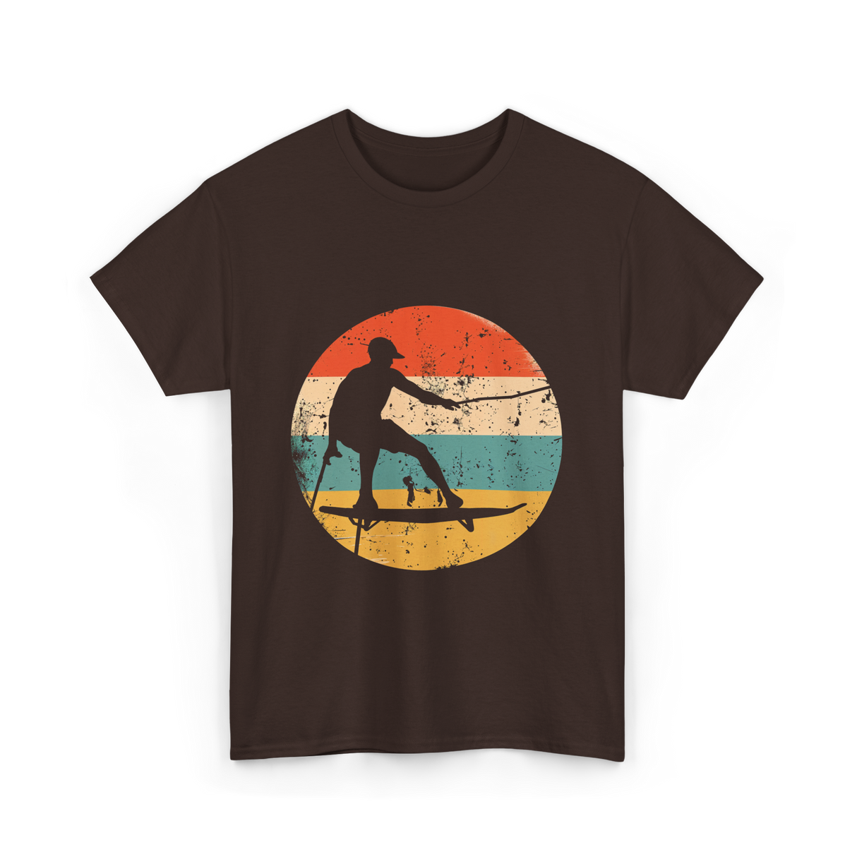 Wakeboarding Retro Wakeboarder T-Shirt - Dark Chocolate