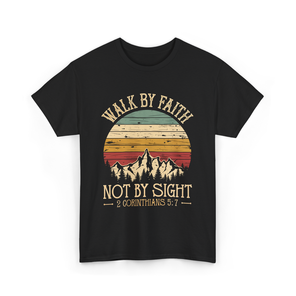 Walk Not By Sight Christian T-Shirt - Black