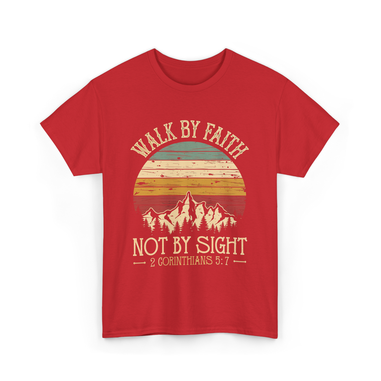 Walk Not By Sight Christian T-Shirt - Red