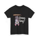 Wanna Hang Bat Halloween T-Shirt - Black