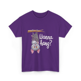 Wanna Hang Bat Halloween T-Shirt - Purple