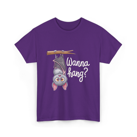 Wanna Hang Bat Halloween T-Shirt - Purple