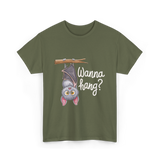 Wanna Hang Bat Halloween T-Shirt - Military Green