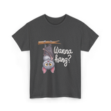 Wanna Hang Bat Halloween T-Shirt - Dark Heather