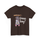 Wanna Hang Bat Halloween T-Shirt - Dark Chocolate