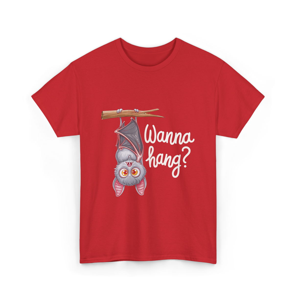 Wanna Hang Bat Halloween T-Shirt - Red