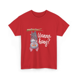 Wanna Hang Bat Halloween T-Shirt - Red