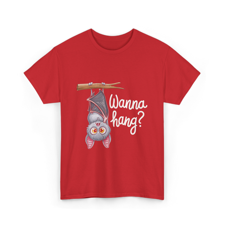 Wanna Hang Bat Halloween T-Shirt - Red