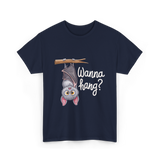 Wanna Hang Bat Halloween T-Shirt - Navy