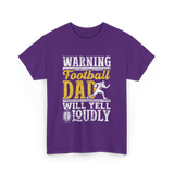 Warning Football Dad Football T-Shirt - Purple