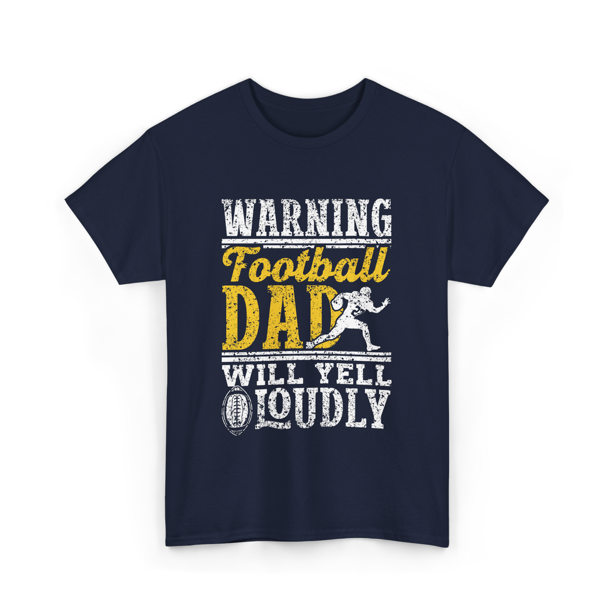 Warning Football Dad Football T-Shirt - Navy