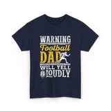 Warning Football Dad Football T-Shirt - Navy