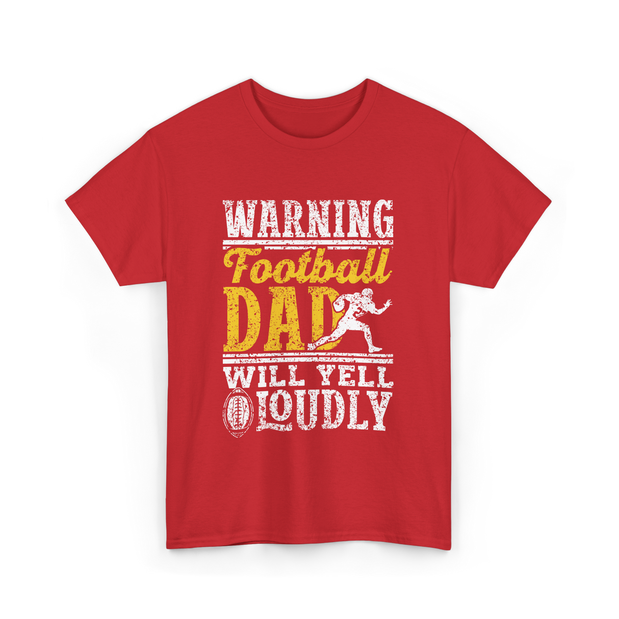 Warning Football Dad Football T-Shirt - Red