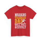 Warning Football Dad Football T-Shirt - Red