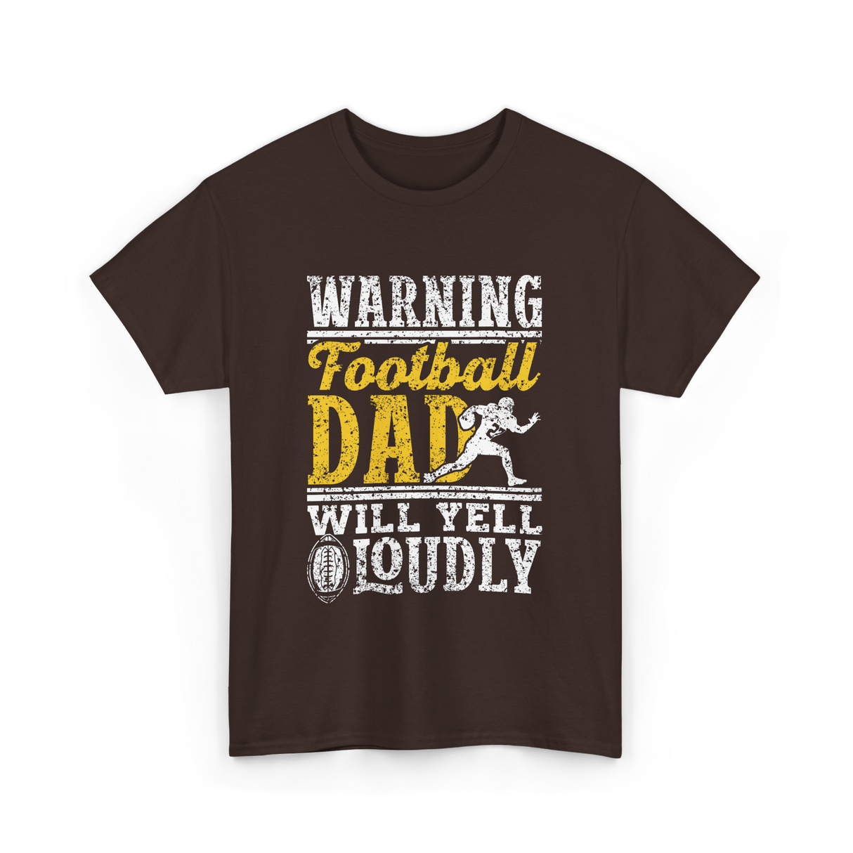 Warning Football Dad Football T-Shirt - Dark Chocolate