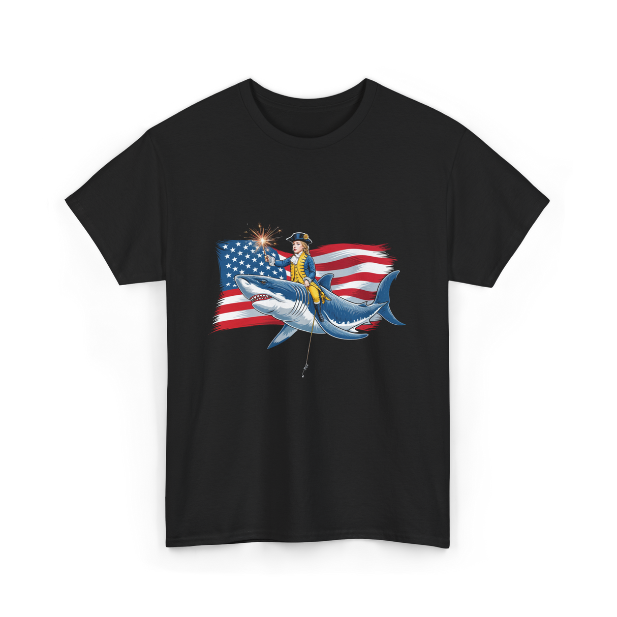 Washington Riding Shark Independence T-Shirt - Black