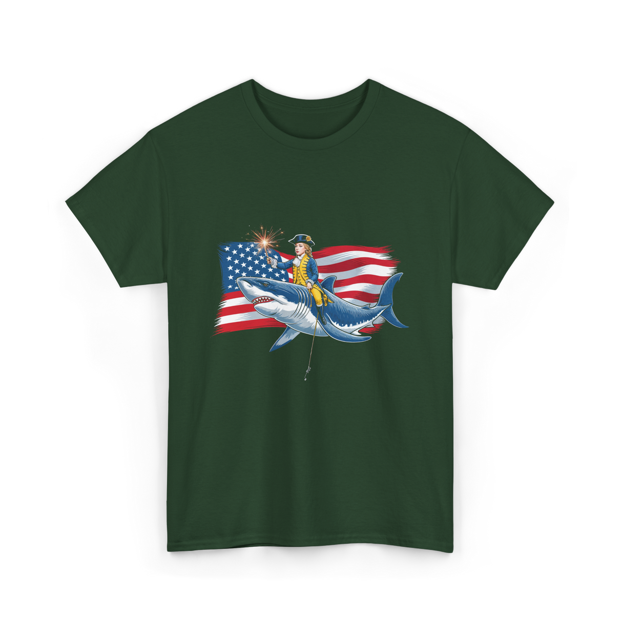 Washington Riding Shark Independence T-Shirt - Forest Green