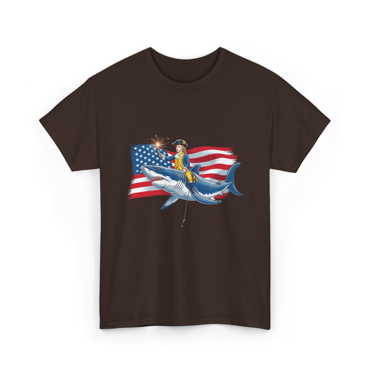 Washington Riding Shark Independence T-Shirt - Dark Chocolate