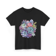 Watercolor Succulent Floral Plants Gardening T-Shirt - Black