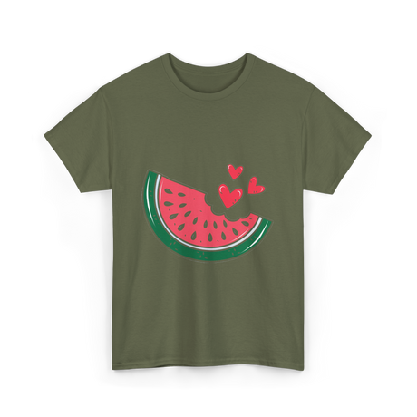 Watermelon Slice Summer Fruit Lovers T-Shirt - Military Green