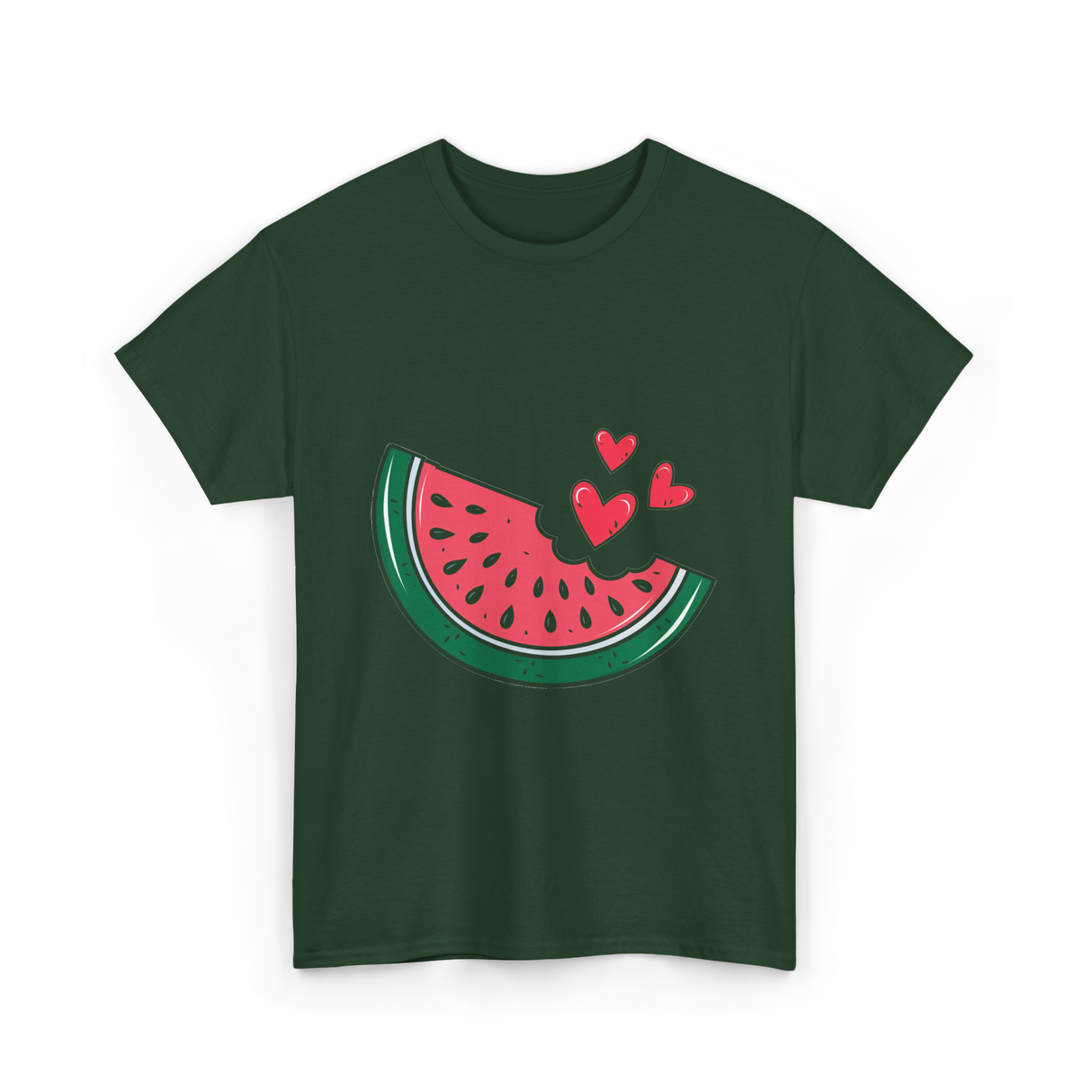 Watermelon Slice Summer Fruit Lovers T-Shirt - Forest Green