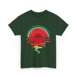 Watermelon Sunset Vaporwave T-Shirt - Forest Green