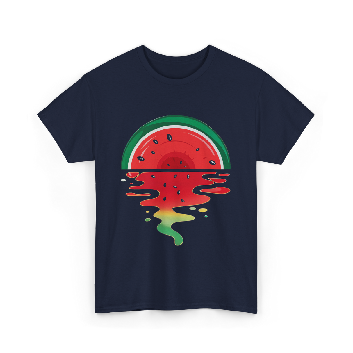 Watermelon Sunset Vaporwave T-Shirt - Navy