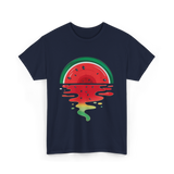 Watermelon Sunset Vaporwave T-Shirt - Navy