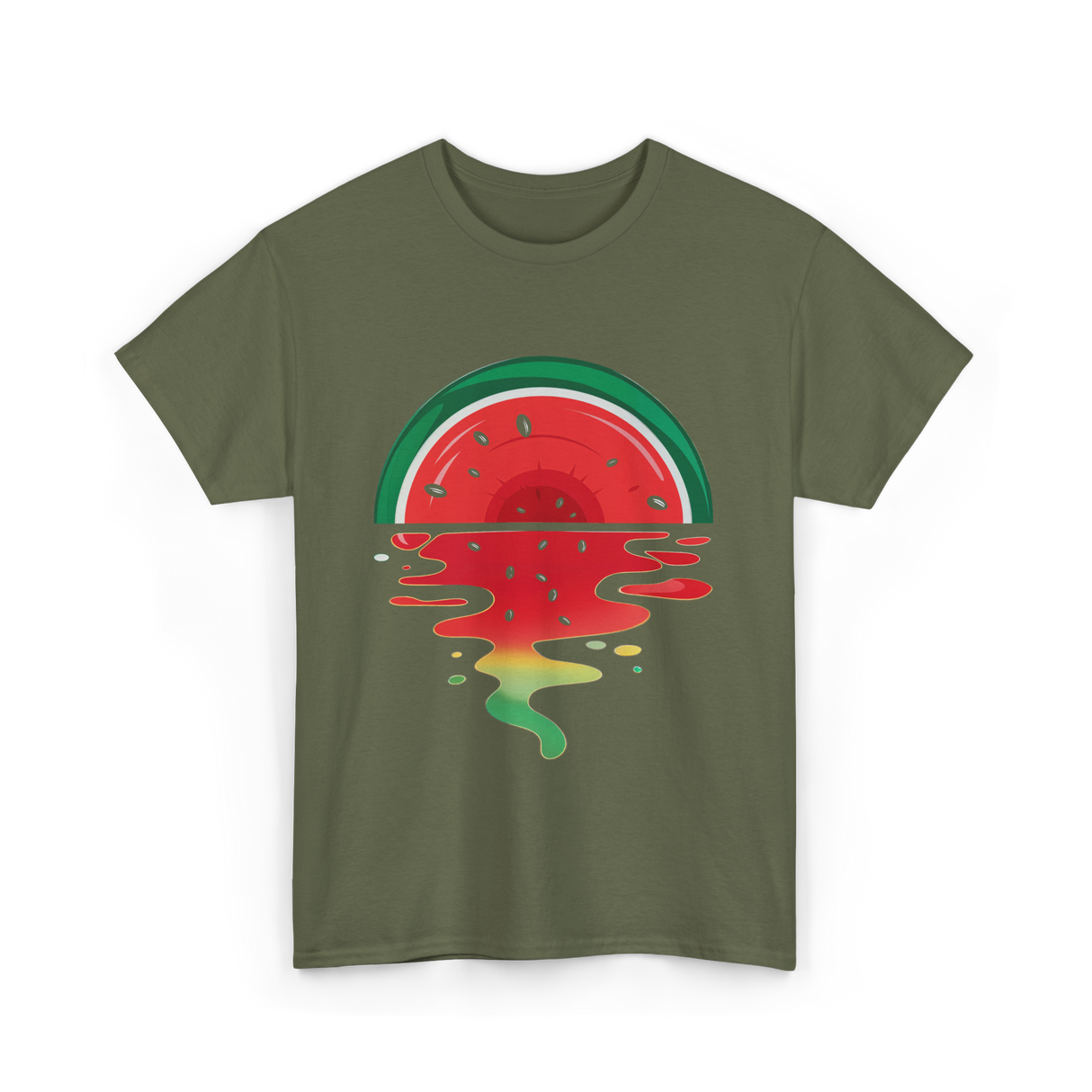 Watermelon Sunset Vaporwave T-Shirt - Military Green