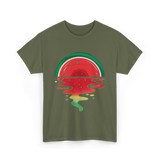 Watermelon Sunset Vaporwave T-Shirt - Military Green