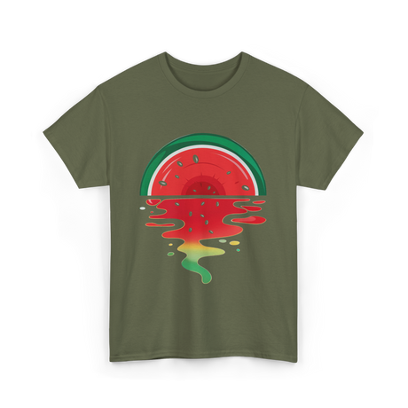 Watermelon Sunset Vaporwave T-Shirt - Military Green