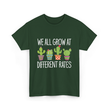 We All Grow Cactus Education T-Shirt - Forest Green