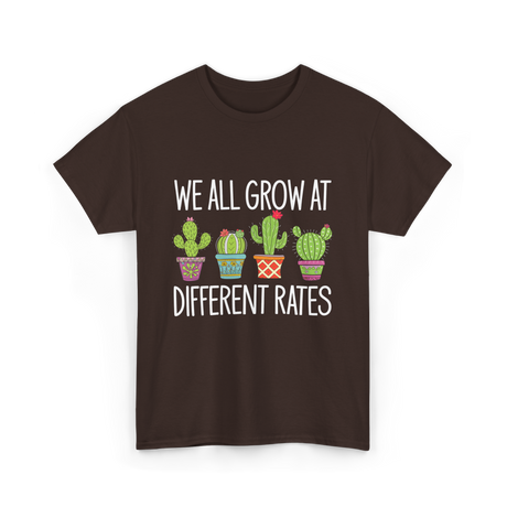 We All Grow Cactus Education T-Shirt - Dark Chocolate