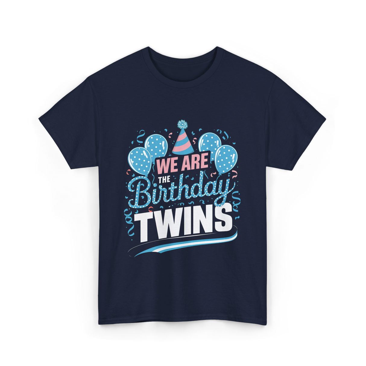 We Are Birthday Twins Celebration T-Shirt - Navy