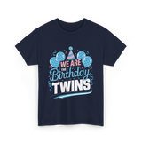 We Are Birthday Twins Celebration T-Shirt - Navy