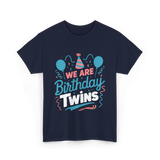 We Are Birthday Twins Celebration T-Shirt - Navy