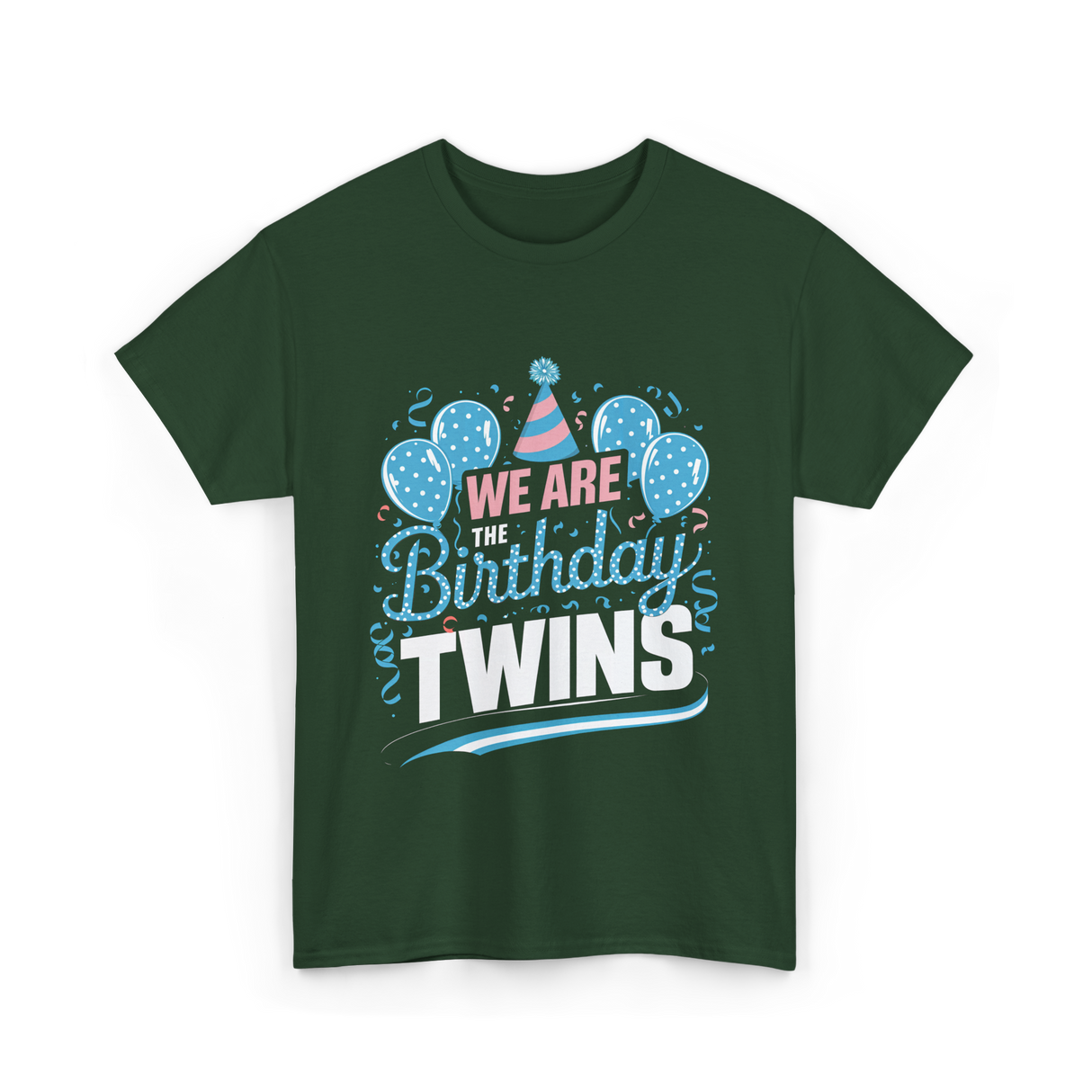 We Are Birthday Twins Celebration T-Shirt - Forest Green